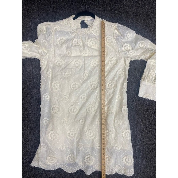 Storia Large Daisy Embroidered Mini Dress Ivory Beautiful SZ Large - Picture 8 of 8